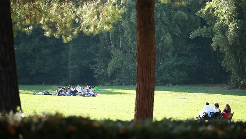ROME, ITALY - September 12, 2012: People at "Villa Ada Park" relaxing and playing Royalty-Free Stock Footage #5227475
