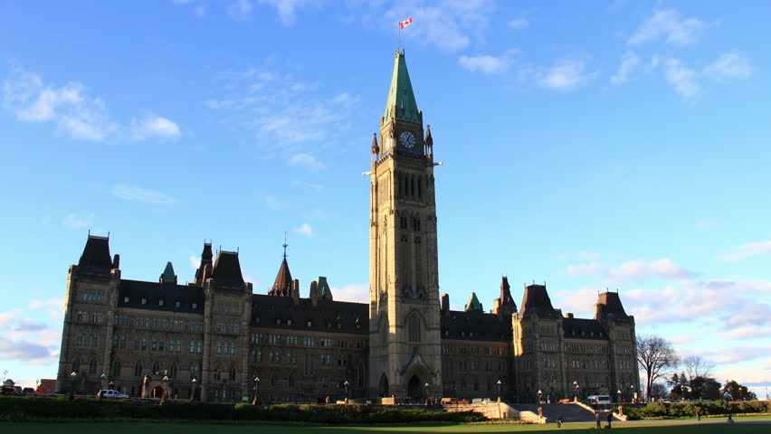 Parliament Hill Ottawa Time Lapse 1. Late afternoon time lapse shot of the