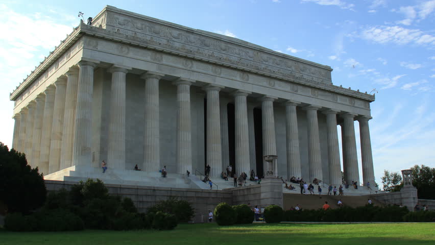 Lincoln Memorial Building Time Lapse Zoom Out. The exterior of the building