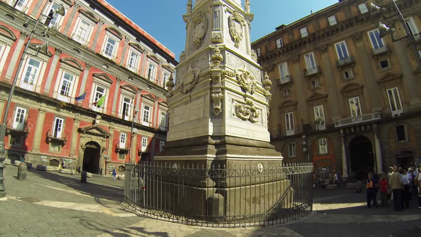 NAPLES, ITALY - CIRCA DECEMBER 2013: Obelisk in Piazza San Domenico