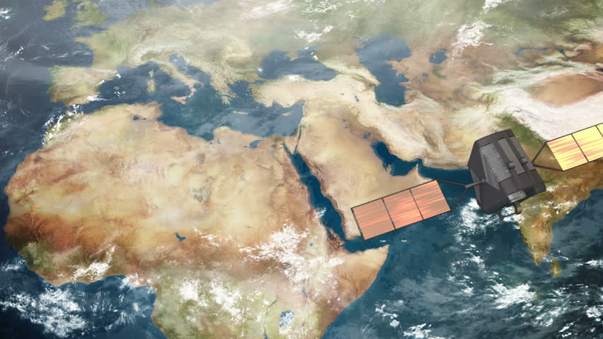A spy satellite in orbit above the Middle East.