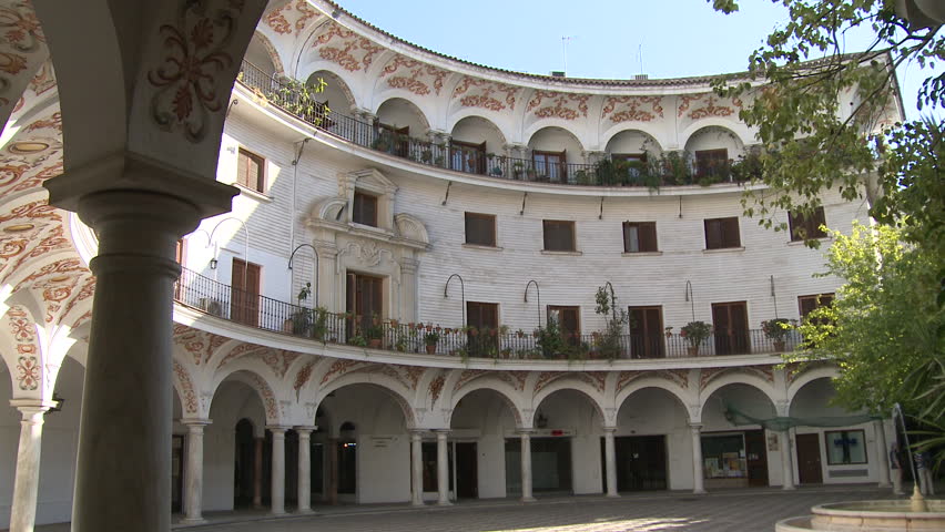 Courtyard in between building in Seville, Spain