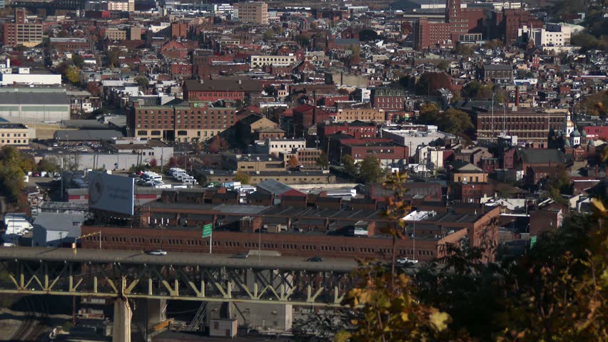 A slow pan from the South Side to the Allegheny County Jail on Pittsburgh's