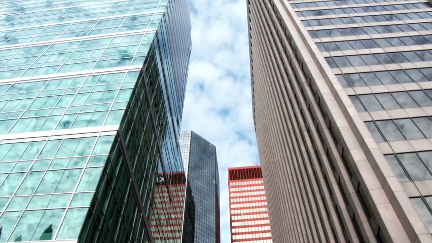 A tilt up of tall office buildings in downtown Pittsburgh, PA. In 4K UltraHD.