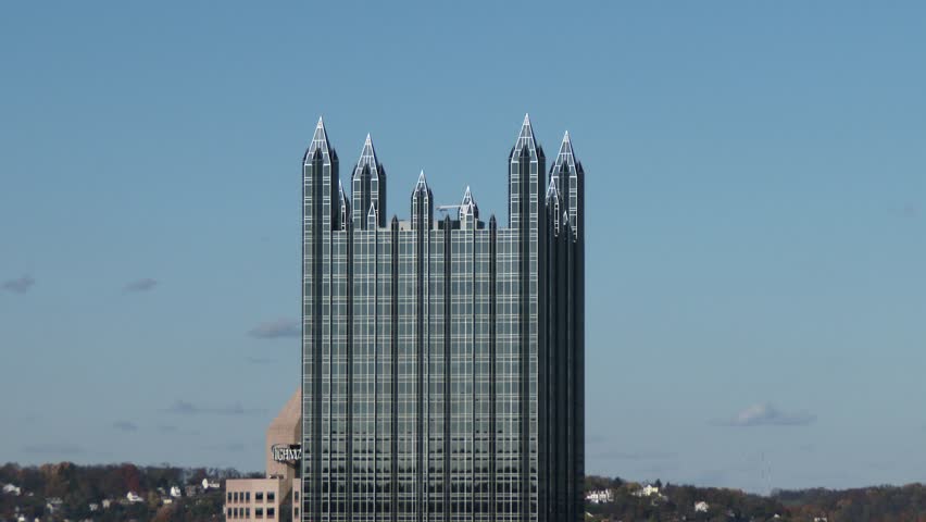 PITTSBURGH, PA - Circa November, 2013 - A slow zoom out from PPG Place to the