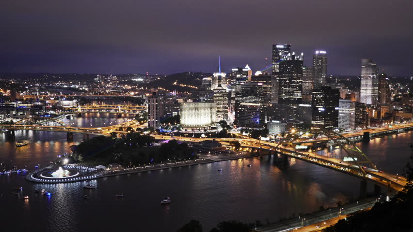 A 4K time lapse of The Point in downtown Pittsburgh, Pennsylvania.