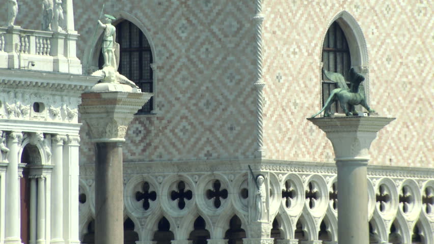 Sea view of Piazza San Marco with Column and Doge Palace, Venice (Italy)