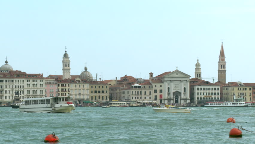 Sea view from Riva Schiavoni to Piazza San Marco, Venice (Italy)