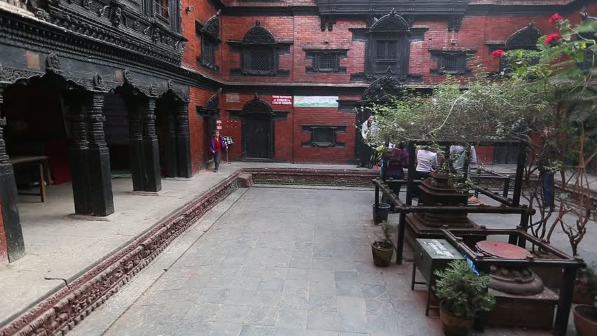 KATHMANDU, NEPAL - DEC 2: Inner courtyard Palace of the living goddess Kumar,