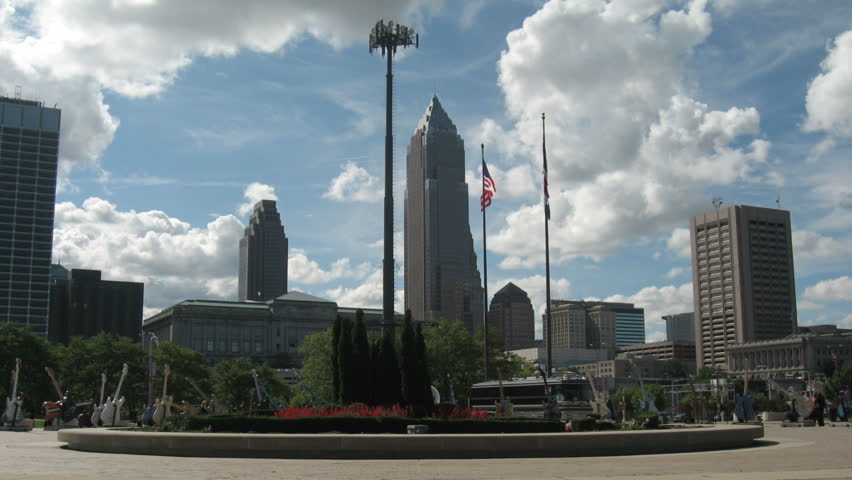 CLEVELAND - CIRCA SEPTEMBER 2012: Downtown buildings as seen from the Rock and