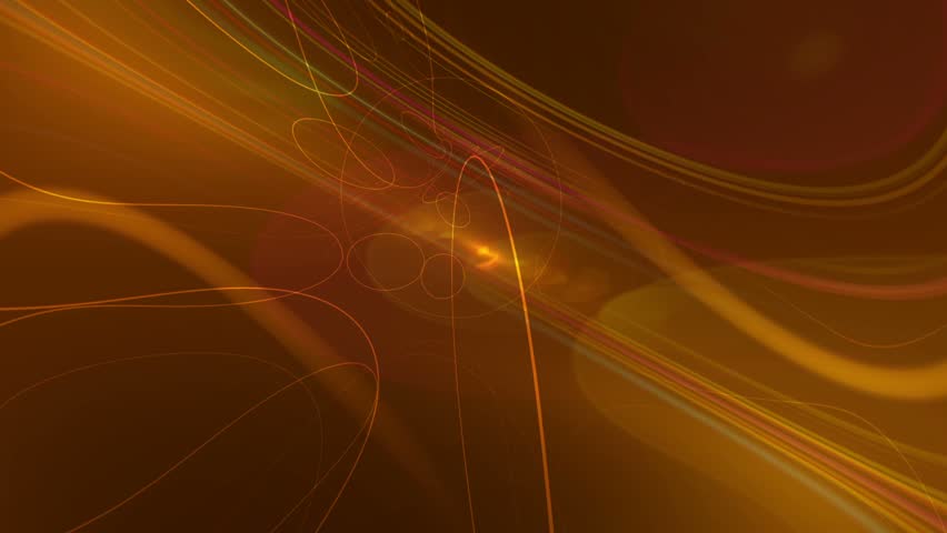 Animation of Golden Orange Lens Flares And Vector Lines Abstract Background
