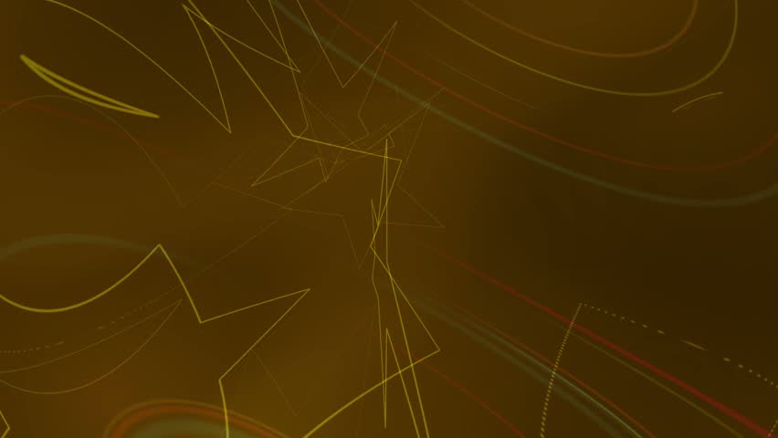 Animation of Golden Orange Lens Flares And Vector Lines Abstract Background
