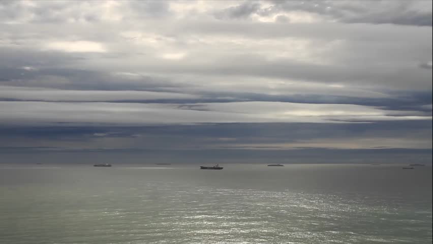 Time-lapse of ships in overcast conditions