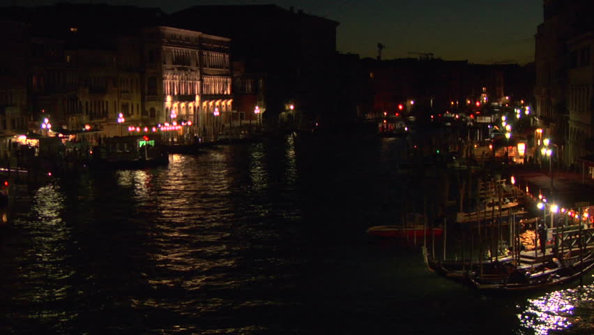 Grand Canal night view from Rialto bridge, Venice (Italy)