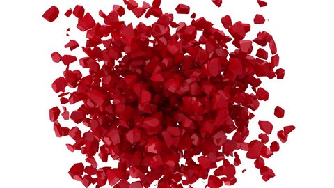 Abstract Animation of Red Heart Made From Many Small Pieces. HQ Video Clip with Alpha Channel