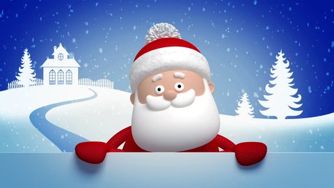 Christmas Santa Claus animated greeting card, 3d cartoon character