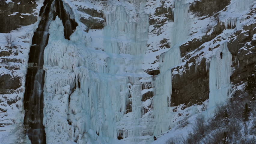 Ice Climbers On Sheer Frozen Stock Footage Video 100 Royalty Free Shutterstock
