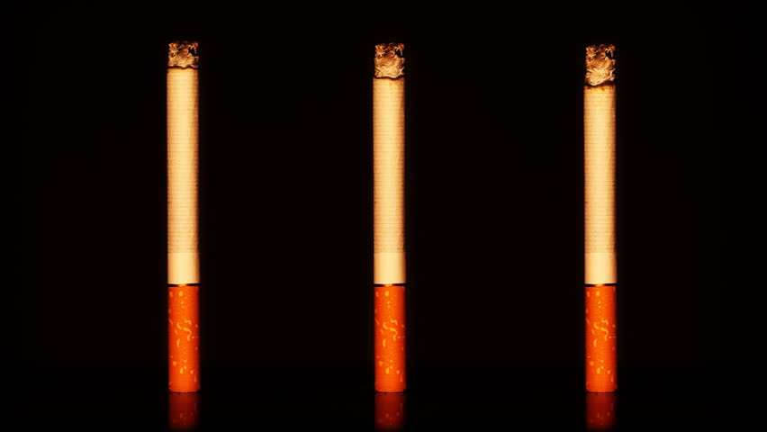 Time lapse of three cigarettes burning down