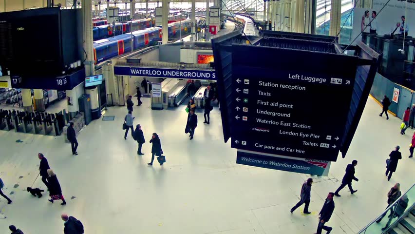 LONDON, UNITED KINGDOM - DECEMBER 9, 2013: Top view timelapse of Commuters