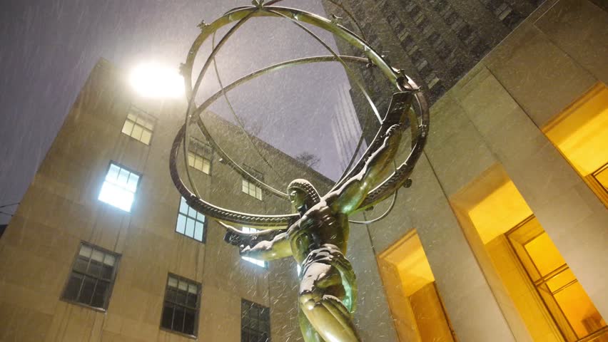 NEW YORK CITY - Circa December, 2013 - The Hercules statue outside Rockefeller