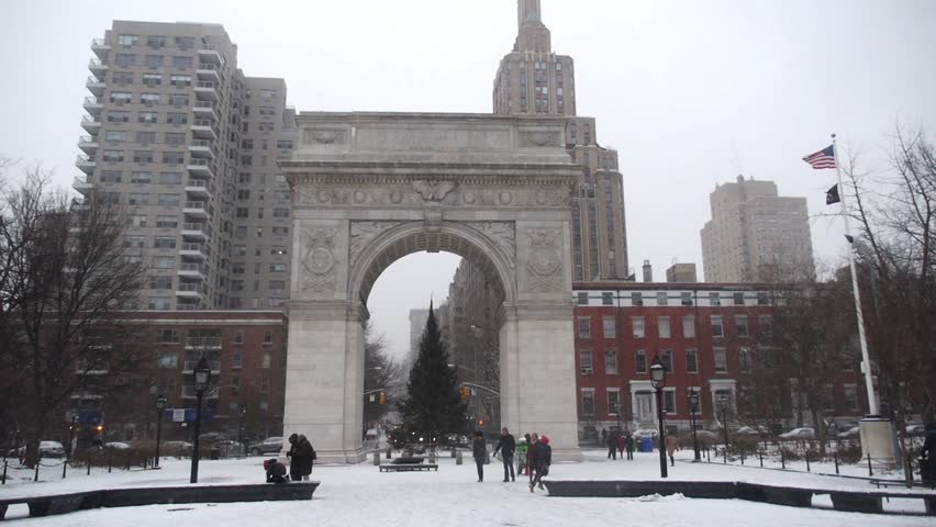 NEW YORK CITY - Circa December, 2013 - Visitors walk in near the Washington