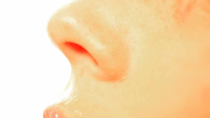 Close up of female nose and lips