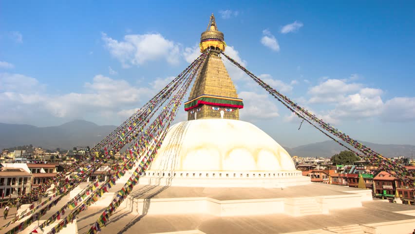 Timelapse: Top view of the stupa Boudhanath in Kathmandu, Nepal. (HD/25 fps)