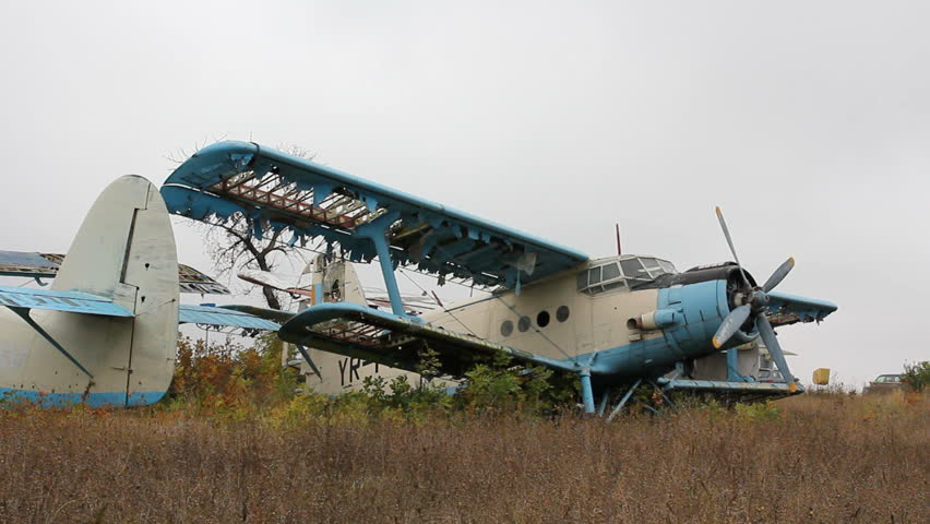 Old broken abandoned aircraft