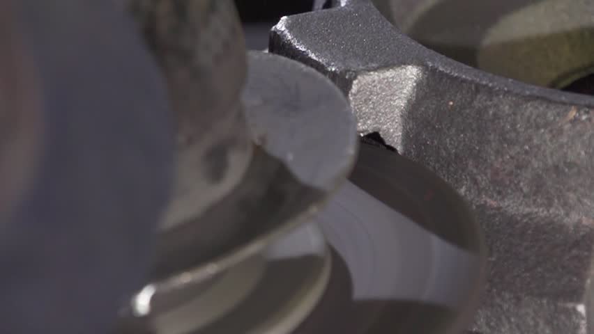 rasping metal in factory line - slow motion