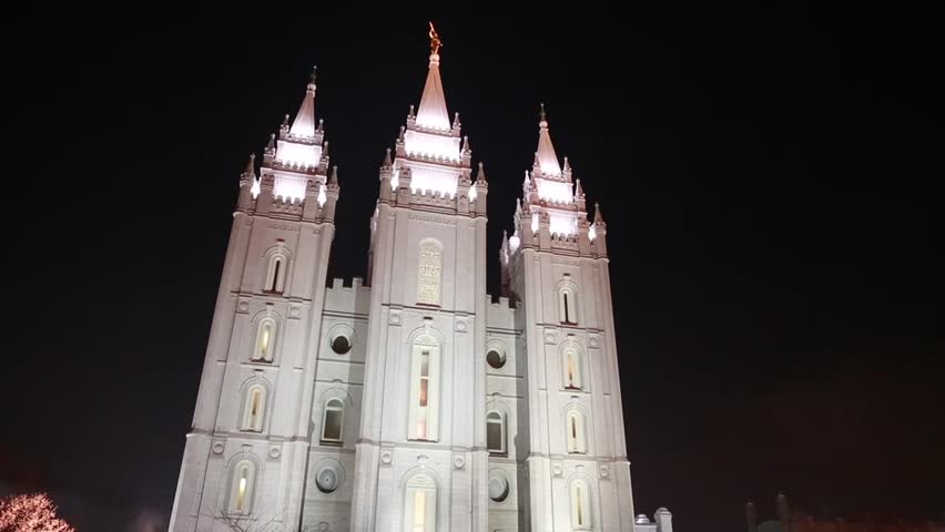 Christmas lights at beautiful temple square in Salt Lake City Utah