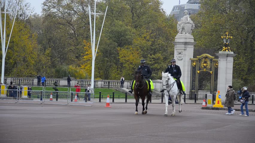LONDON, UK - CIRCA DECEMBER, 2013: Members metropolitan police Cavalry on duty