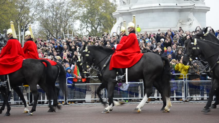 LONDON, UK - CIRCA DECEMBER, 2013: Members of the Household Cavalry on duty