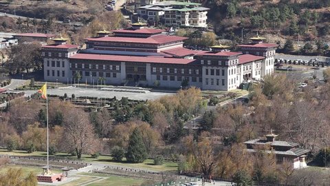 The National Assembly of Bhutan in Thimphu, Bhutan. The elected lower house of Bhutan's new bicameral Parliament which also comprises the Druk Gyalpo (Dragon King) and the National Council.