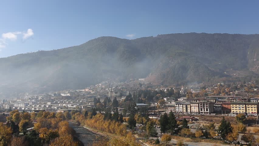 Morning at Thimphu, the capital city of Bhutan in late autumn.