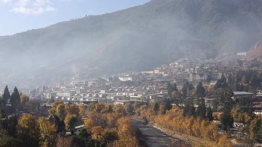 Morning at Thimphu, the capital city of Bhutan in late autumn.