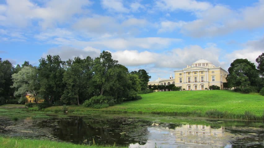 palace in Pavlovsk park St. Petersburg Russia - timelapse 4k