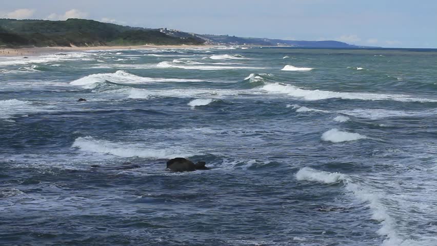 Wide view of the KwaZulu-Natal coastline at Umhlanga Rocks showing the ocean,