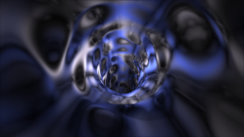 Looping clip of flying through a silvery blue tunnel. Animation created in After