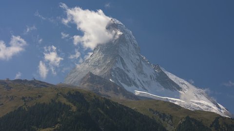Formation of banner clouds motion time lapse East face Matterhorn, Zermatt, Switzerland, Europe