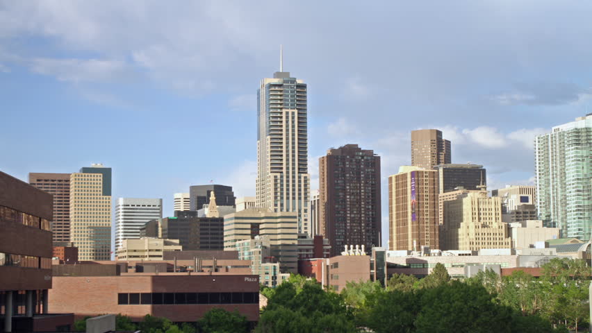 View of downtown Denver, Colorado skyline from the south, with the impressive