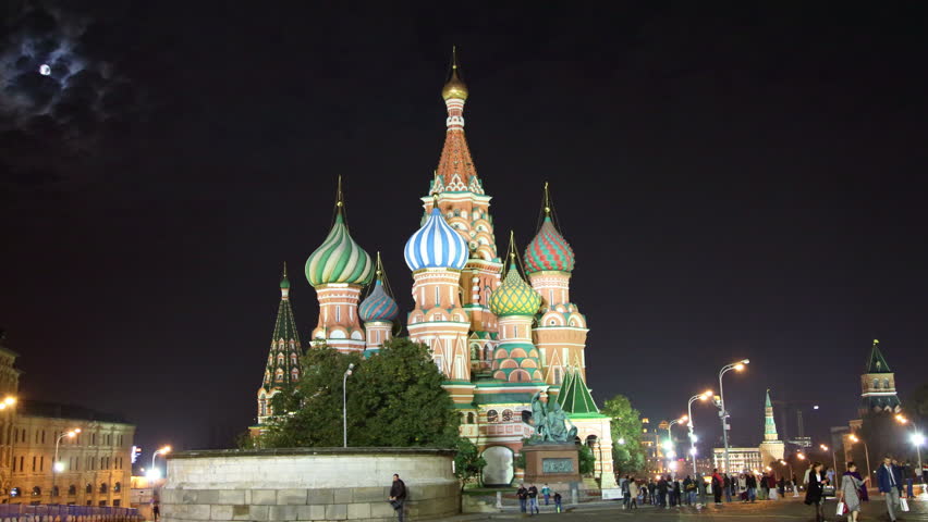 MOSCOW, RUSSIA - SEPTEMBER 22, 2013: Hyperlapse 4k of St. Basil Church (Vasiliy