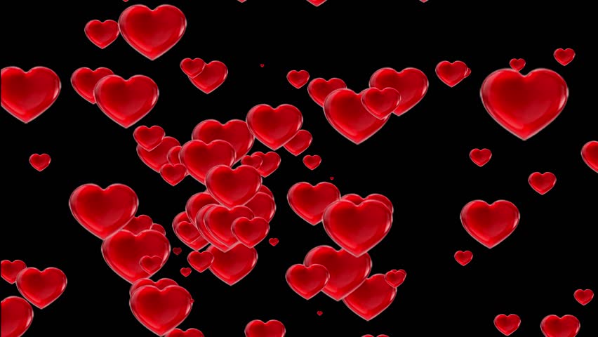 Red Valentines Love Hearts Black Background
