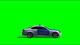 Police car with flashing lights clip green screen video footage
