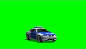 Police car with flashing lights clip green screen video footage