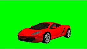red  sports racing car drive animation clip green screen video footage