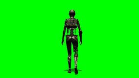 Human I Robot walk animamtion green screen video footage