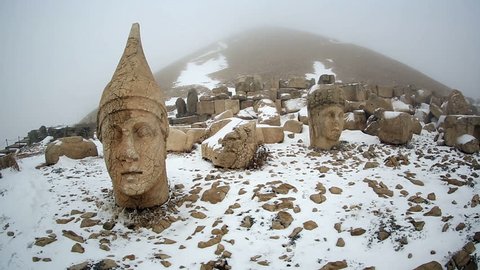 Commagene Kingdom built on the mountain top a tomb-sanctuary flanked by huge statues at Mount Nemrut Turkey