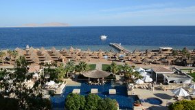 The swimming pool near beach at the luxury hotel, Sharm el Sheikh, Egypt