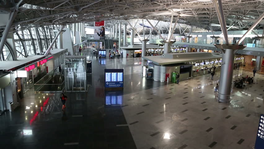 MOSCOW, RUSSIA - SEPTEMBER 21, 2013: Vnukovo airport terminal interior in