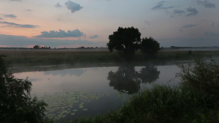 dawn at lake - circles on water